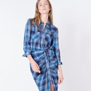 Veronica Beard Sierra Plaid Ruched Western Dress size 6